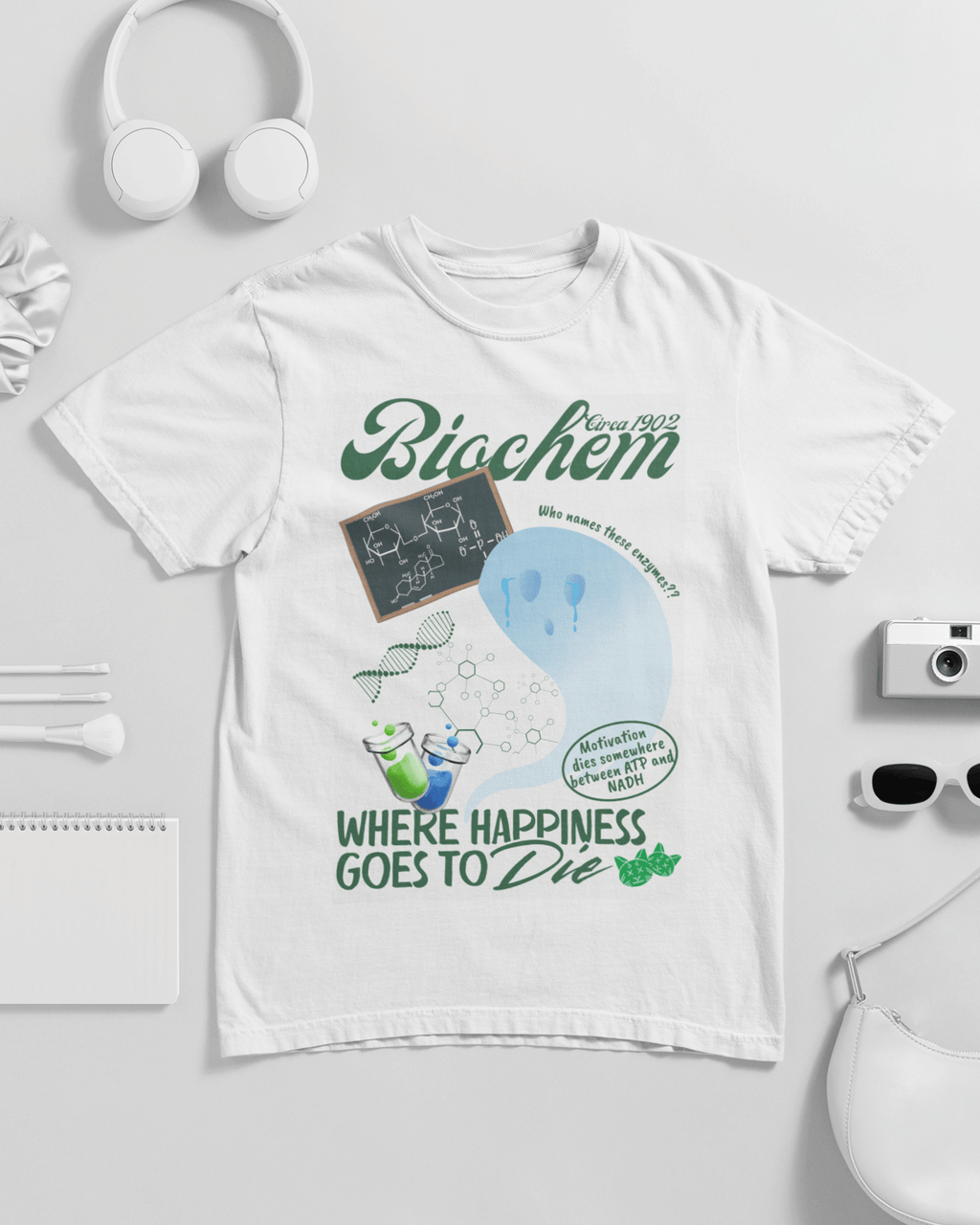 Biochem Where Happiness Goes To Die Unisex T-shirt