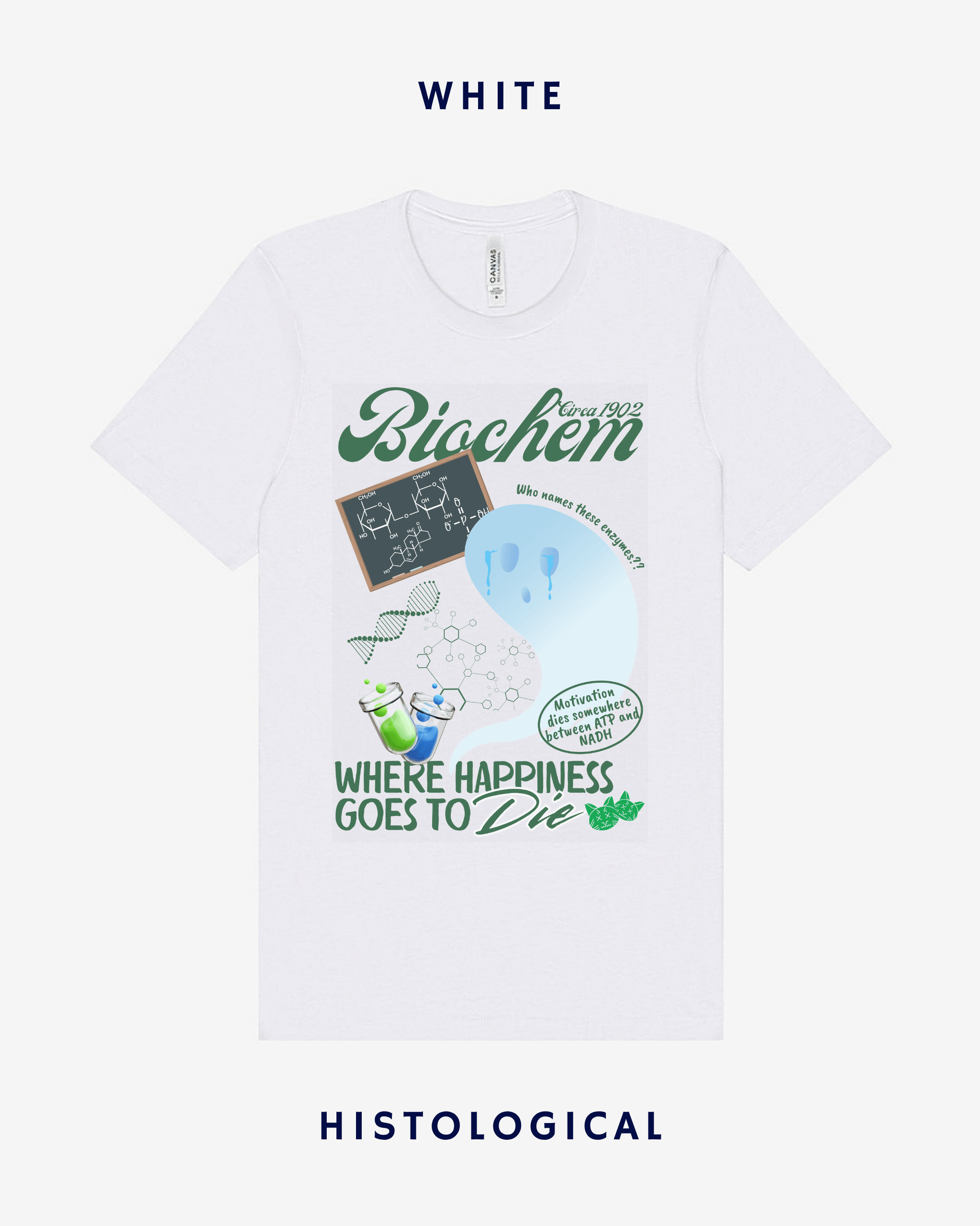 Biochem Where Happiness Goes To Die Unisex T-shirt
